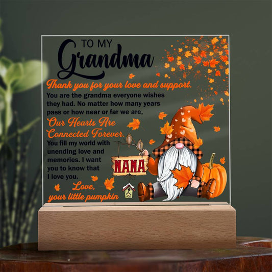 To My Grandma Our Hearts Are Connected Forever Your Little Pumpkin Square Acrylic Fall Themed Gift, Fall Decor - keepsaken