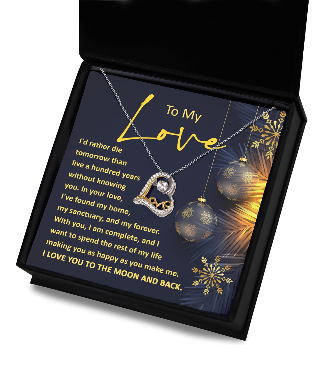 To My Love, I Love You To The Moon And Back Dancing Love Necklace - keepsaken