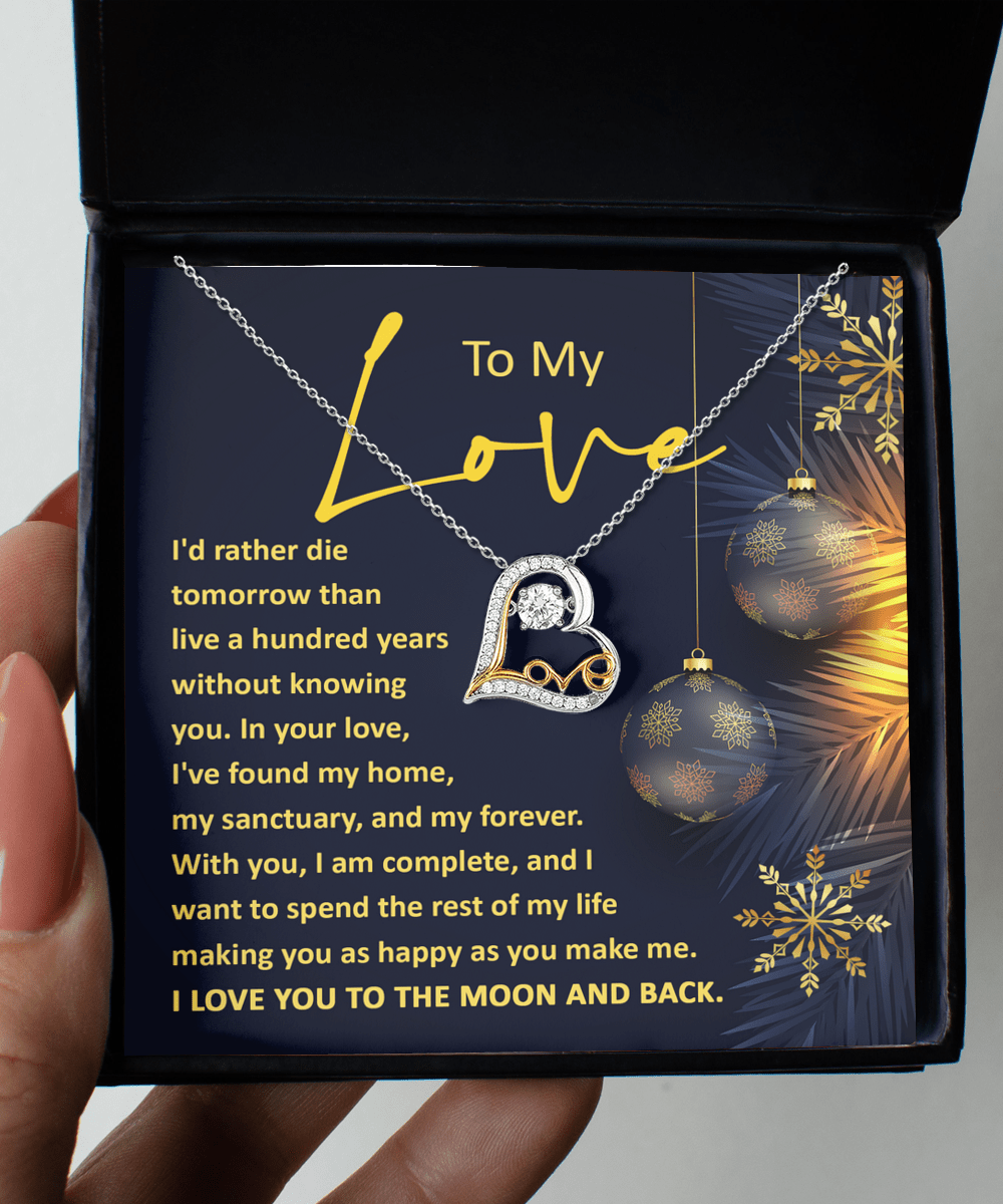 To My Love, I Love You To The Moon And Back Dancing Love Necklace - keepsaken