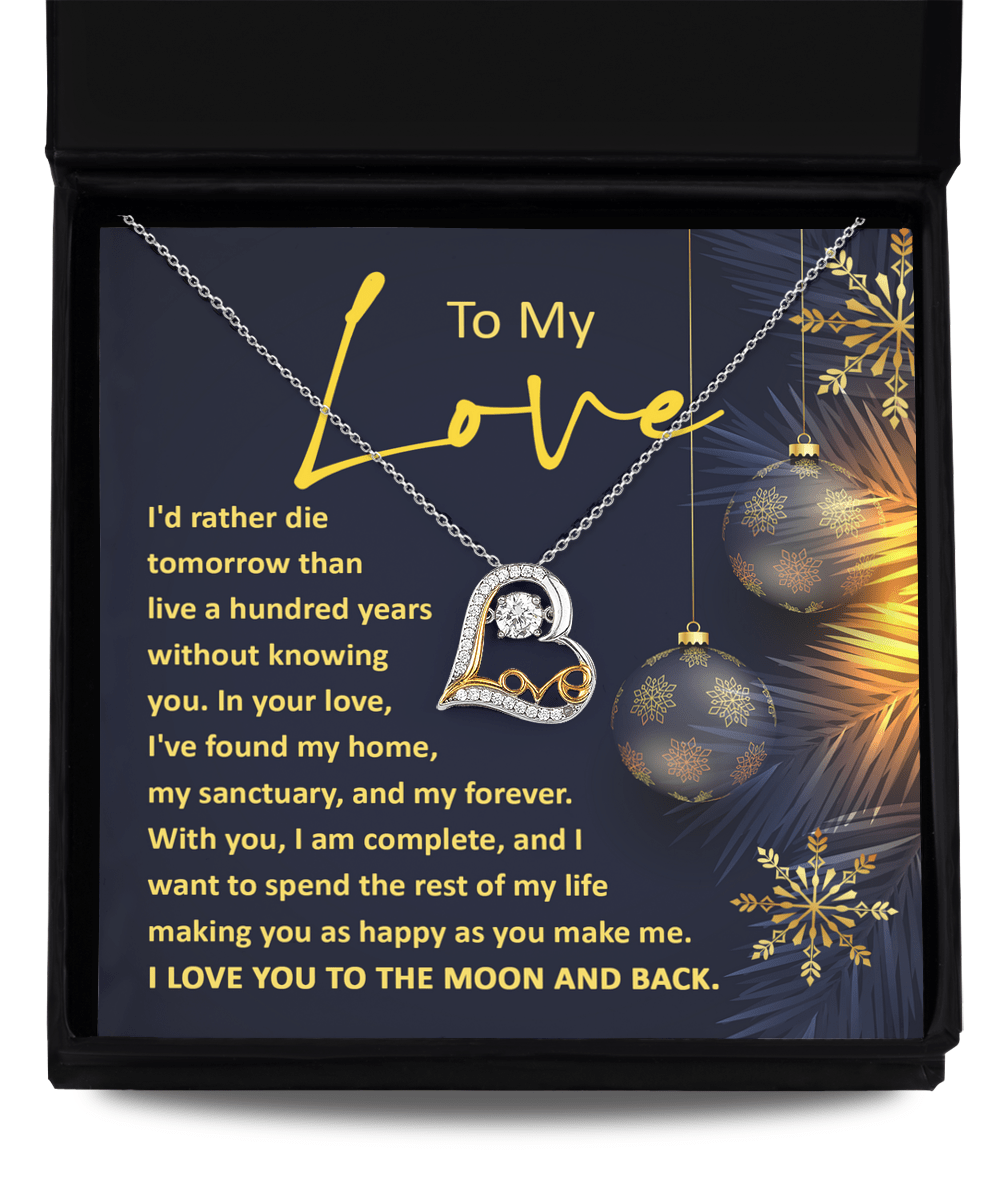 To My Love, I Love You To The Moon And Back Dancing Love Necklace - keepsaken