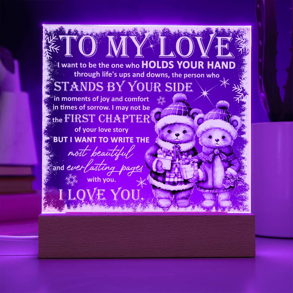 To My Love The One Who Holds Your Hand Square Acrylic Plaque, Christmas Gift - keepsaken