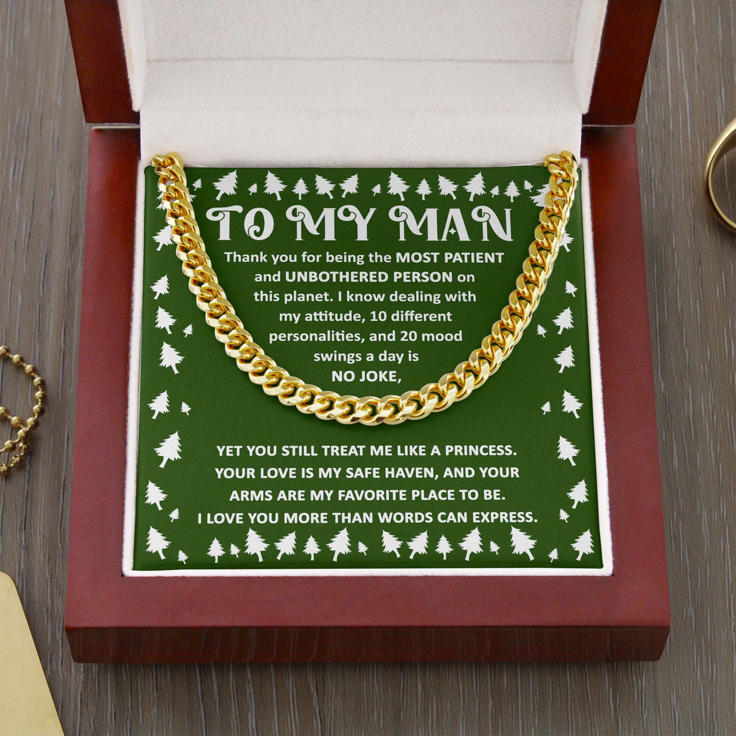 To My Man Love You More Than Words Can Express Cuban Link Chain, Gift For Him - keepsaken