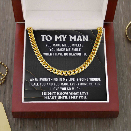To My Man You Make Me Complete Cuban Link Chain Necklace - keepsaken