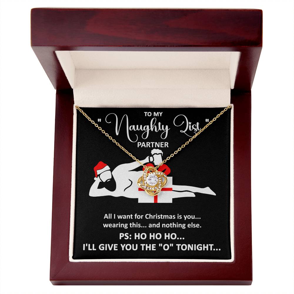 To My Naughty List Partner | Love Knot Necklace Christmas Gift For Her - keepsaken