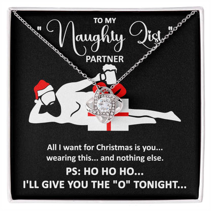 To My Naughty List Partner | Love Knot Necklace Christmas Gift For Her - keepsaken