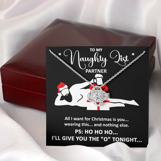 To My Naughty List Partner | Love Knot Necklace Christmas Gift For Her - keepsaken