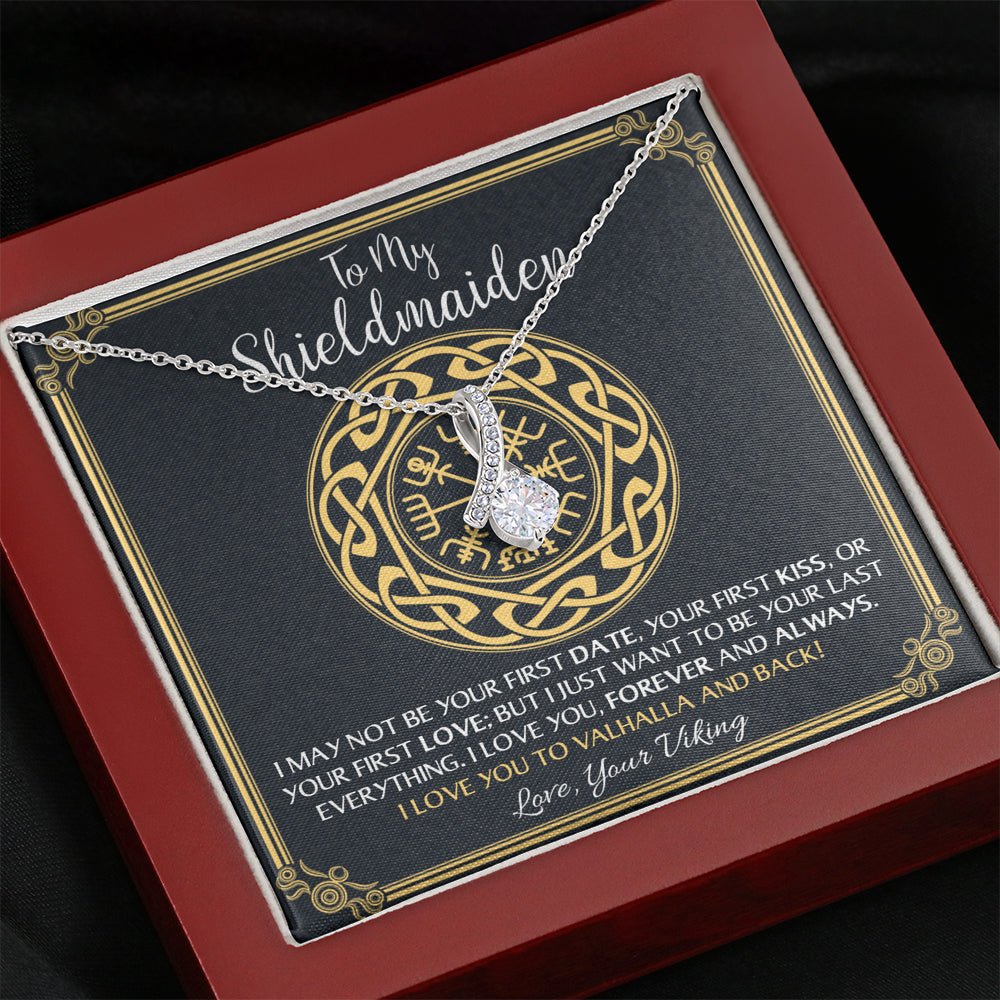 To My Shieldmaiden Love You to Valhalla And Back Alluring Beauty Necklace, Wife Gift, Girlfriend Gift, Viking Gift - keepsaken