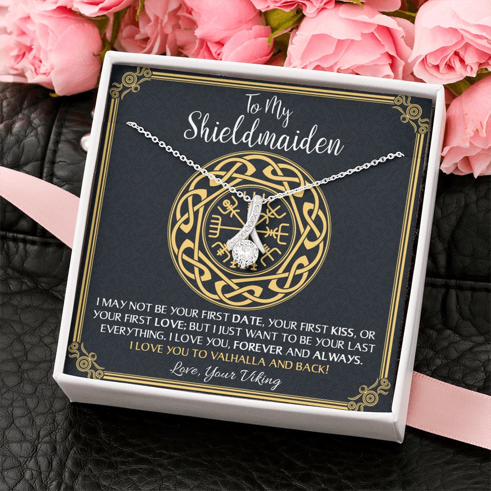 To My Shieldmaiden Love You to Valhalla And Back Alluring Beauty Necklace, Wife Gift, Girlfriend Gift, Viking Gift - keepsaken