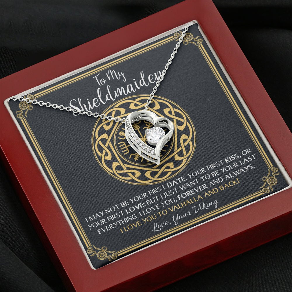 To My Shieldmaiden Love You to Valhalla And Back Forever Love Necklace - keepsaken