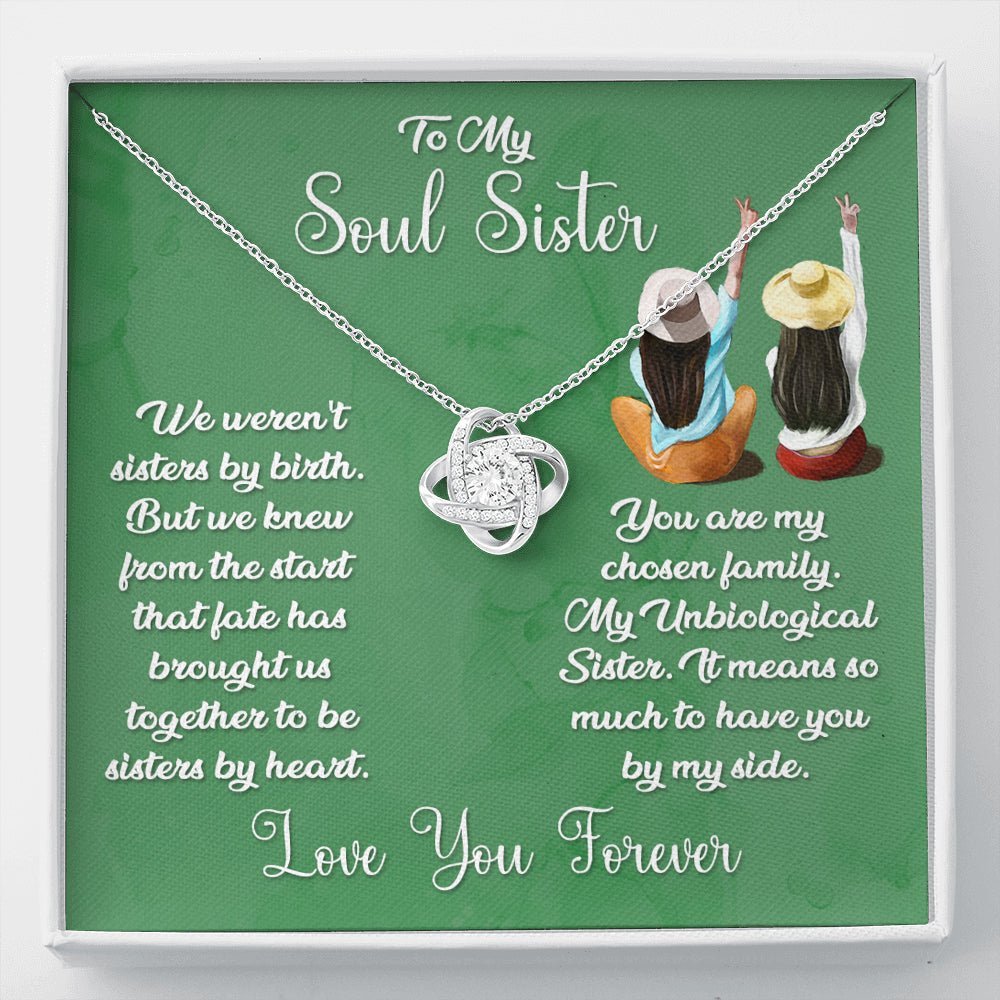 To My Soul Sister Love Knot Necklace - Sage Card - keepsaken