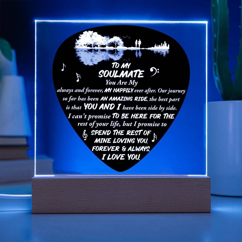 To My Soulmate Always & Forever Square Acrylic, Guitar Pick Style Music Gift - keepsaken
