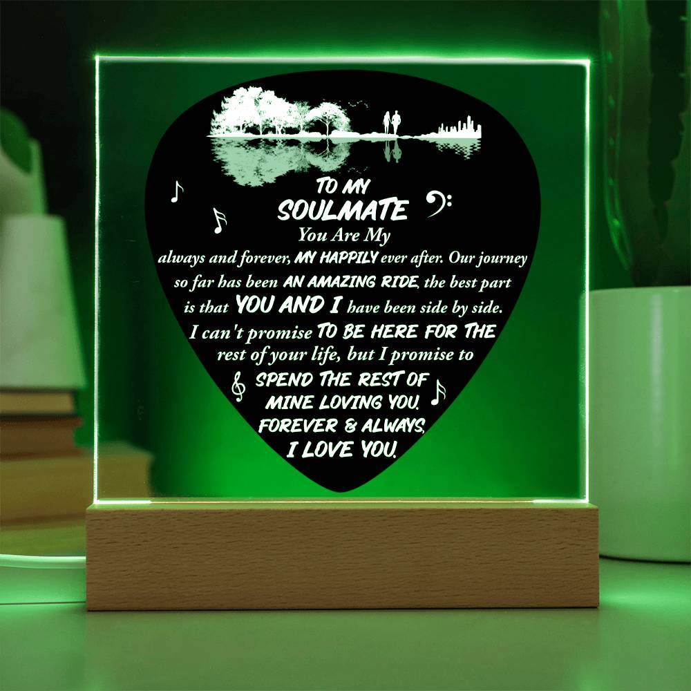To My Soulmate Always & Forever Square Acrylic, Guitar Pick Style Music Gift - keepsaken