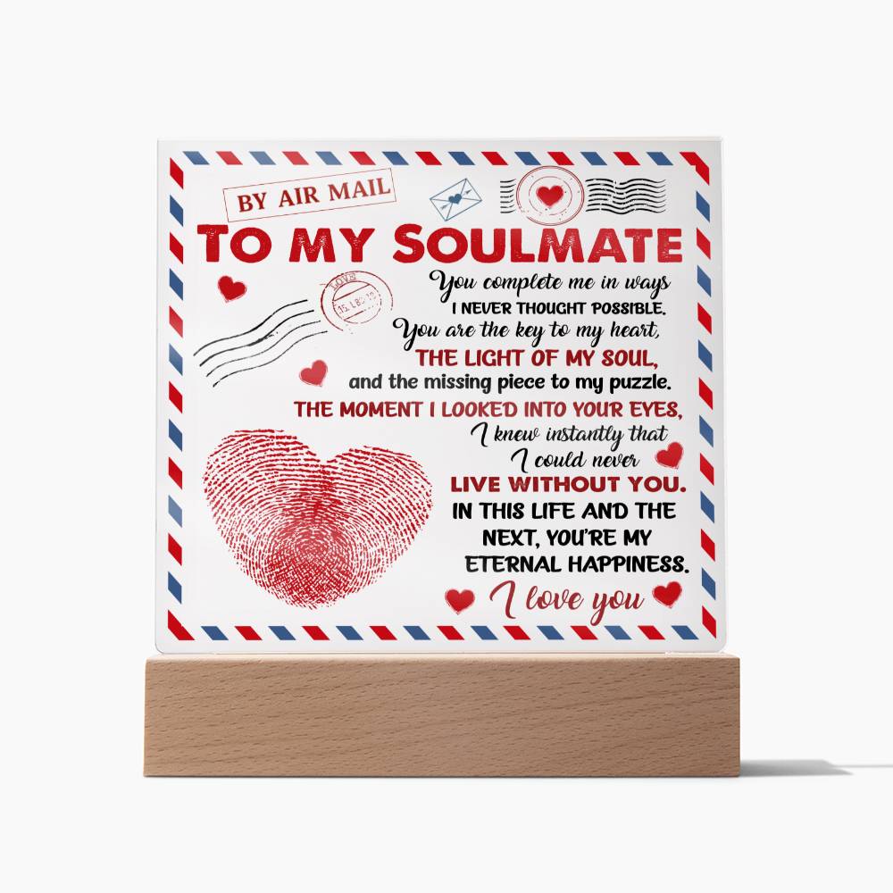 To My Soulmate By Airmail You Complete Me - Square Acrylic Plaque - keepsaken