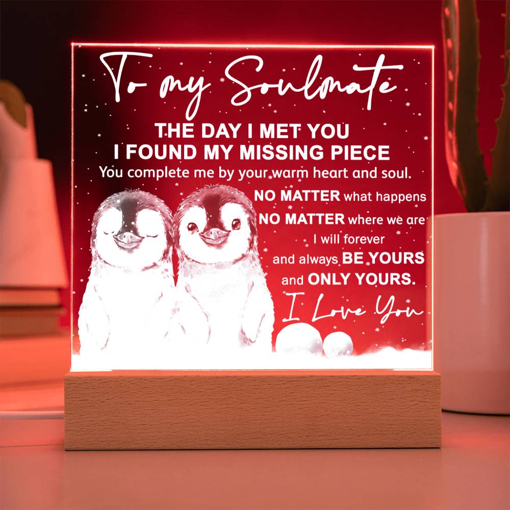 To My Soulmate Heart And Soul Square Acrylic Plaque, Christmas Gift - keepsaken