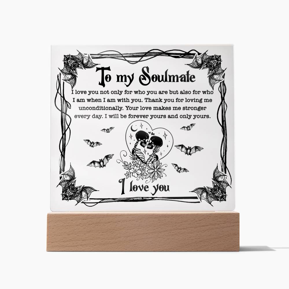 To My Soulmate I Will Be Forever Yours Halloween Square Acrylic Plaque, Halloween Decor - keepsaken