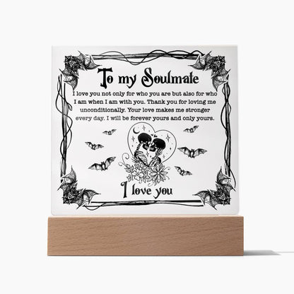 To My Soulmate I Will Be Forever Yours Halloween Square Acrylic Plaque, Halloween Decor - keepsaken