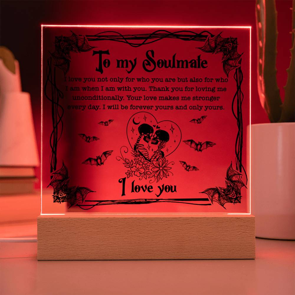 To My Soulmate I Will Be Forever Yours Halloween Square Acrylic Plaque, Halloween Decor - keepsaken