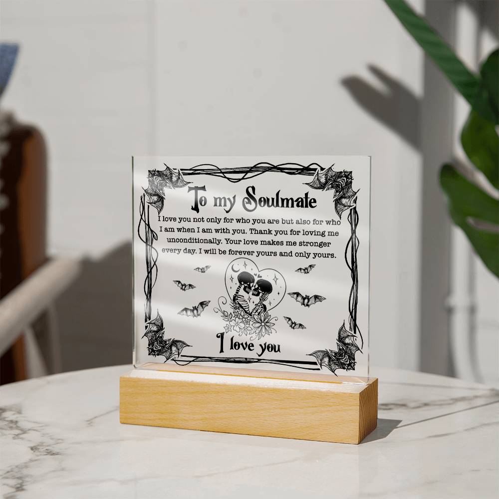 To My Soulmate I Will Be Forever Yours Halloween Square Acrylic Plaque, Halloween Decor - keepsaken