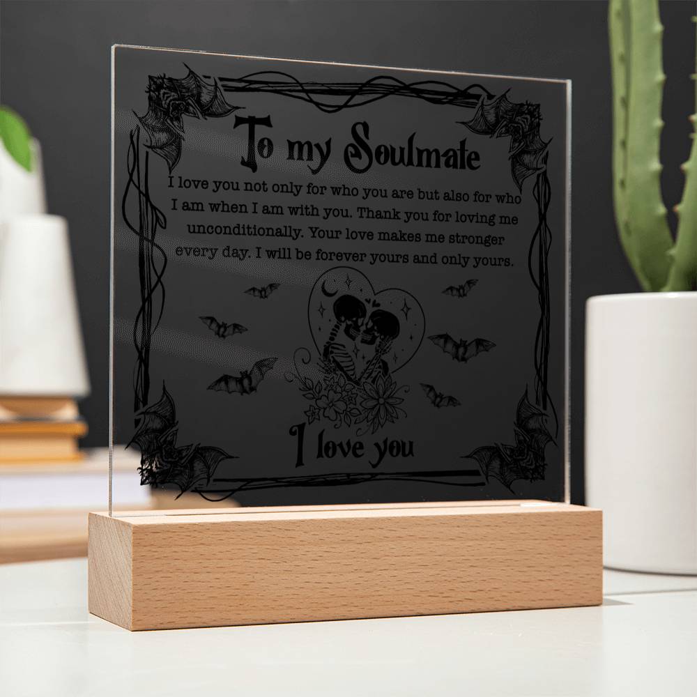 To My Soulmate I Will Be Forever Yours Halloween Square Acrylic Plaque, Halloween Decor - keepsaken