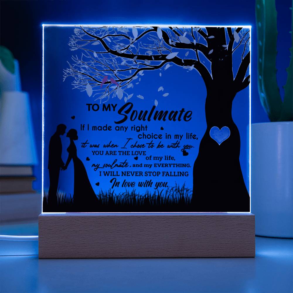 To My Soulmate I Will Never Stop Falling In Love With You | Square Acrylic Plaque - keepsaken