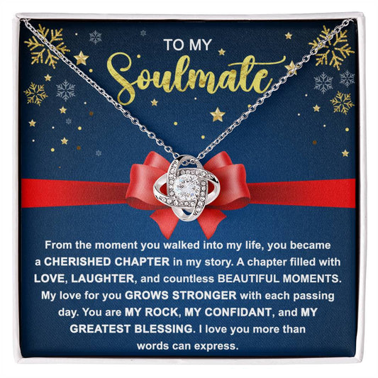 To My Soulmate Love You More Than Words Can Express Christmas Themed Necklace, Love Knot Necklace, Christmas Gift - keepsaken