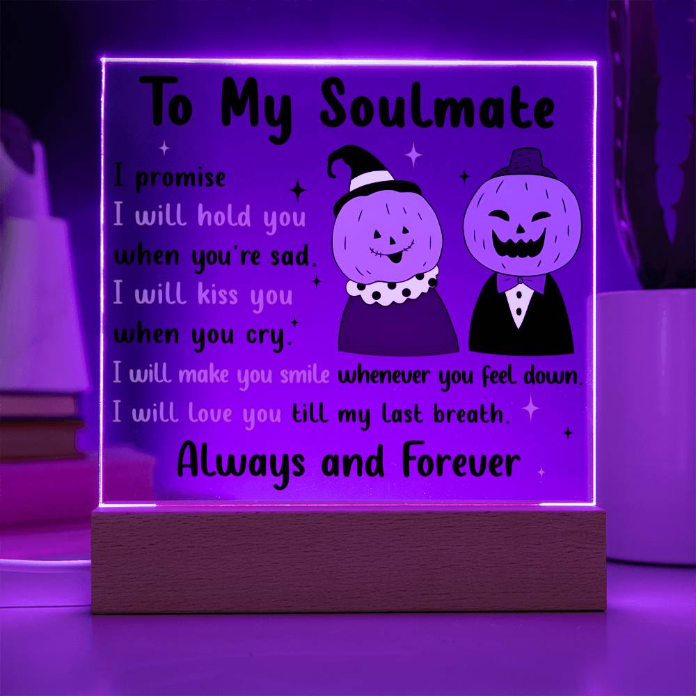 To My Soulmate Love You Till My Last Breath Halloween Square Acrylic Plaque, Halloween Decor - keepsaken