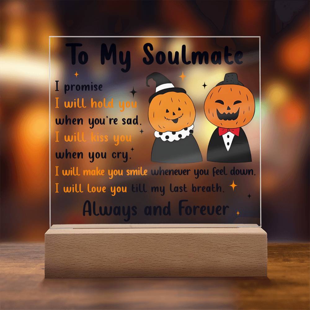To My Soulmate Love You Till My Last Breath Halloween Square Acrylic Plaque, Halloween Decor - keepsaken