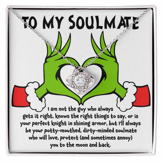 To My Soulmate Love You To The Moon And Back Christmas Themed Necklace, Love Knot Necklace, Christmas Gift - keepsaken