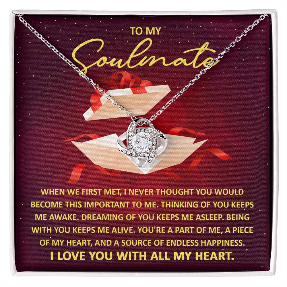 To My Soulmate Love You With All My Heart - Love Knot Necklace - keepsaken