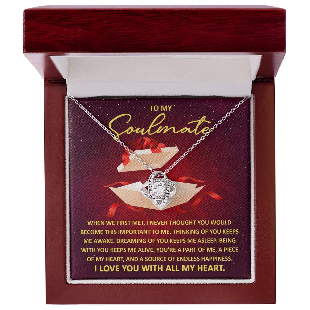 To My Soulmate Love You With All My Heart - Love Knot Necklace - keepsaken