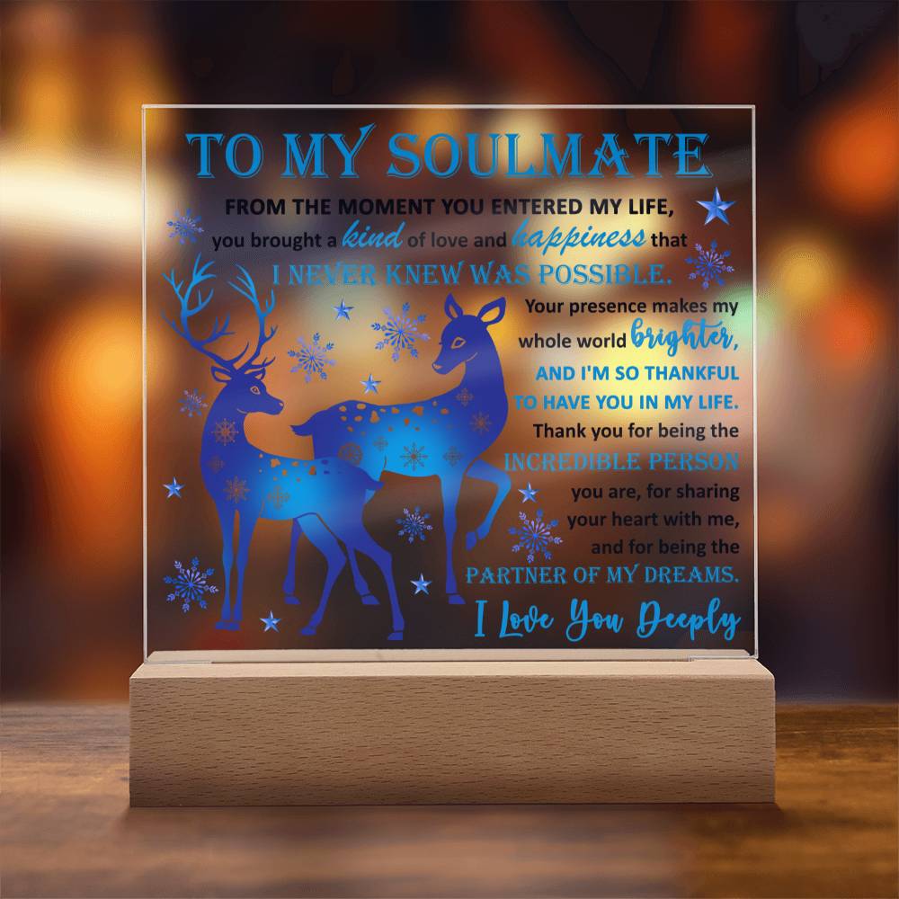 To My Soulmate The Partner Of My Dreams Square Acrylic Plaque, Christmas Gift - keepsaken