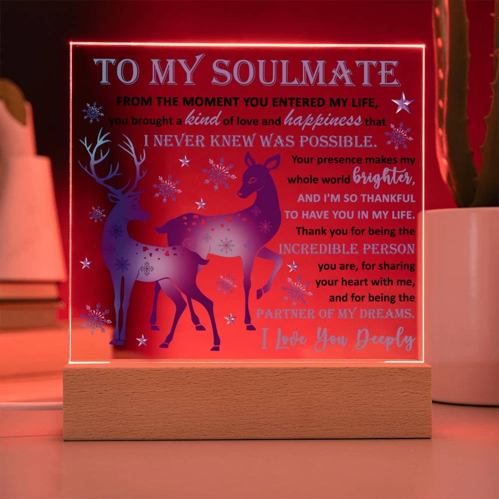 To My Soulmate The Partner Of My Dreams Square Acrylic Plaque, Christmas Gift - keepsaken