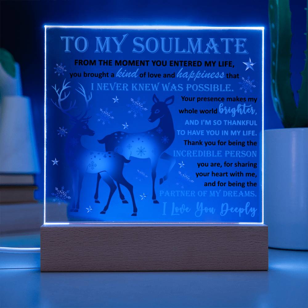 To My Soulmate The Partner Of My Dreams Square Acrylic Plaque, Christmas Gift - keepsaken