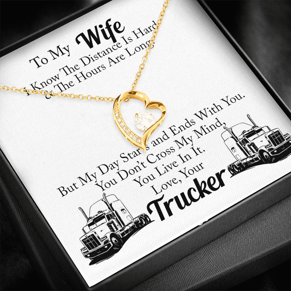 Truckers Wife Forever Love Necklace, To My Wife Love Your Trucker, Necklace for Trucker Wife, Over the Road, Truck Driver - keepsaken