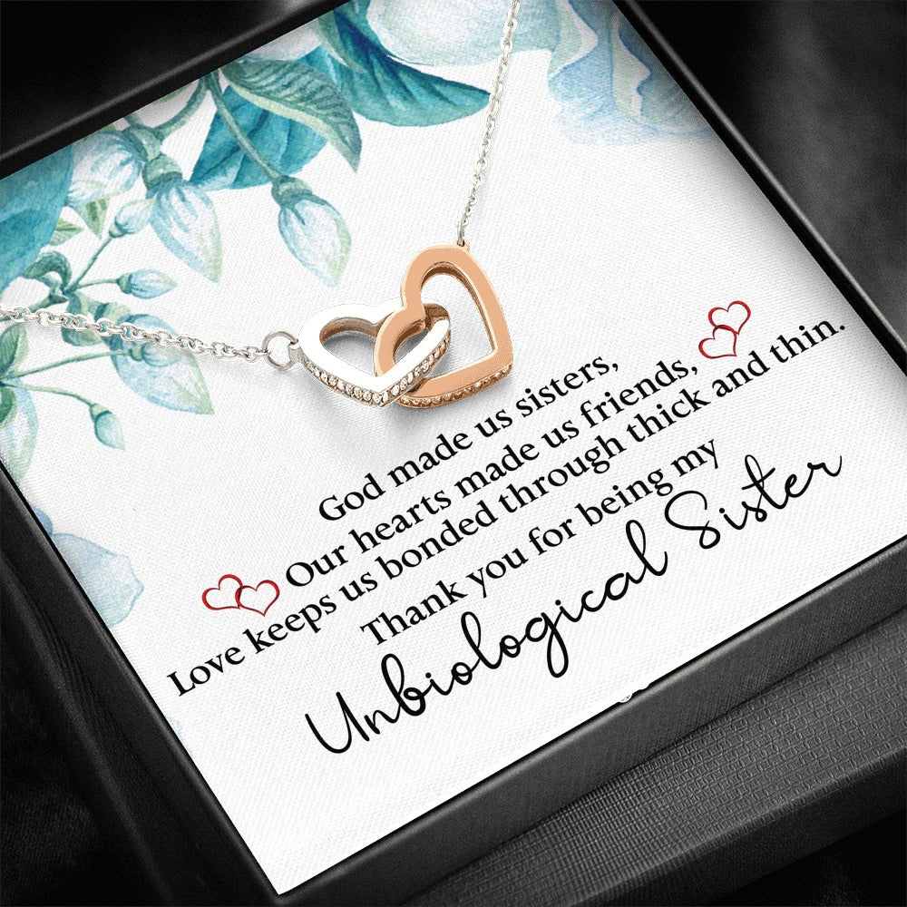 Unbiological Sister Interlocking Hearts Necklace, Bestie Gift, Best Friend Necklace, - keepsaken