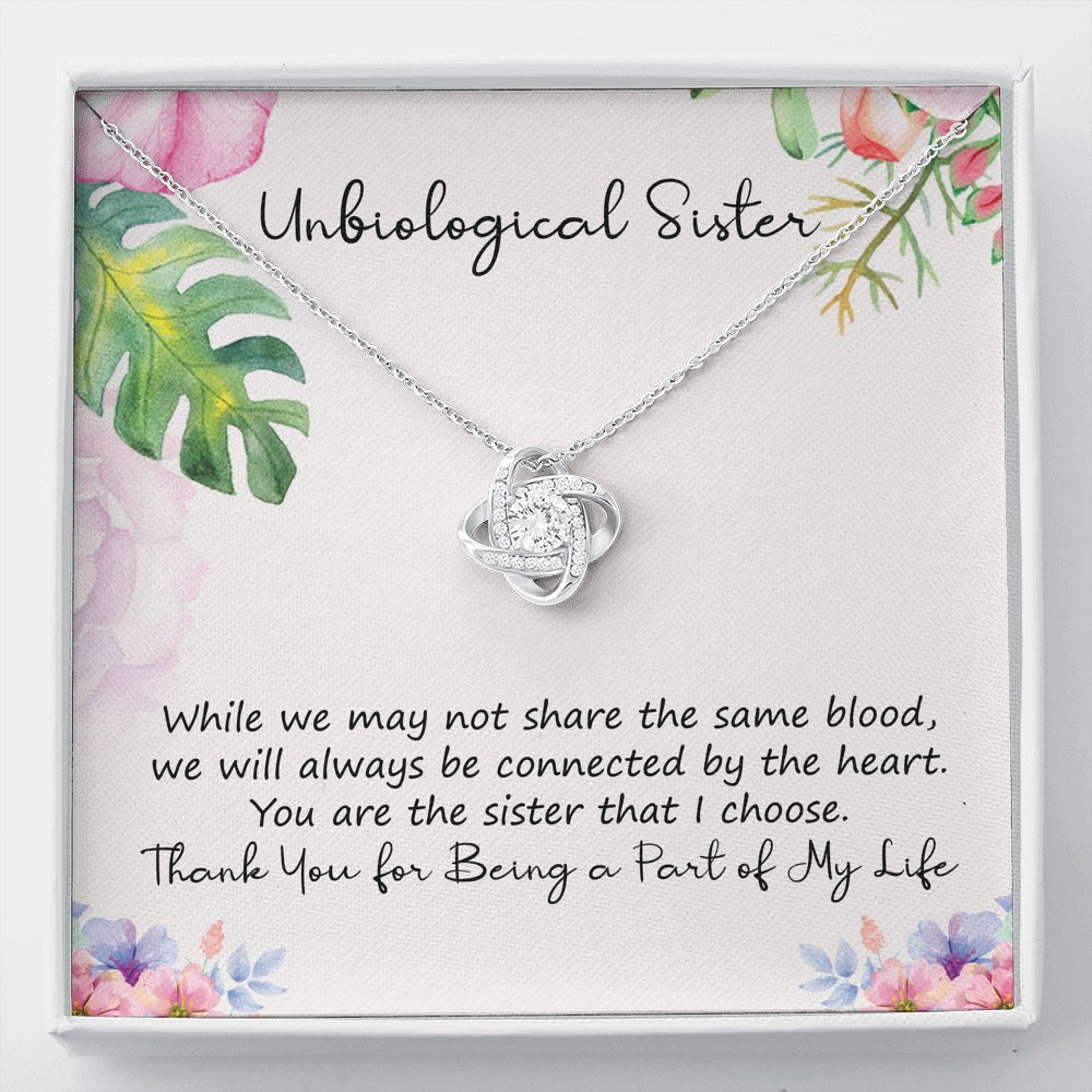 Unbiological Sister Love Knot Necklace, Best Friend Necklace - keepsaken