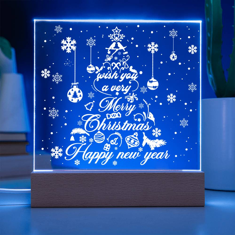 Wish You A Very Merry Christmas And Happy New Year Square Acrylic, Christmas Themed Gift - keepsaken